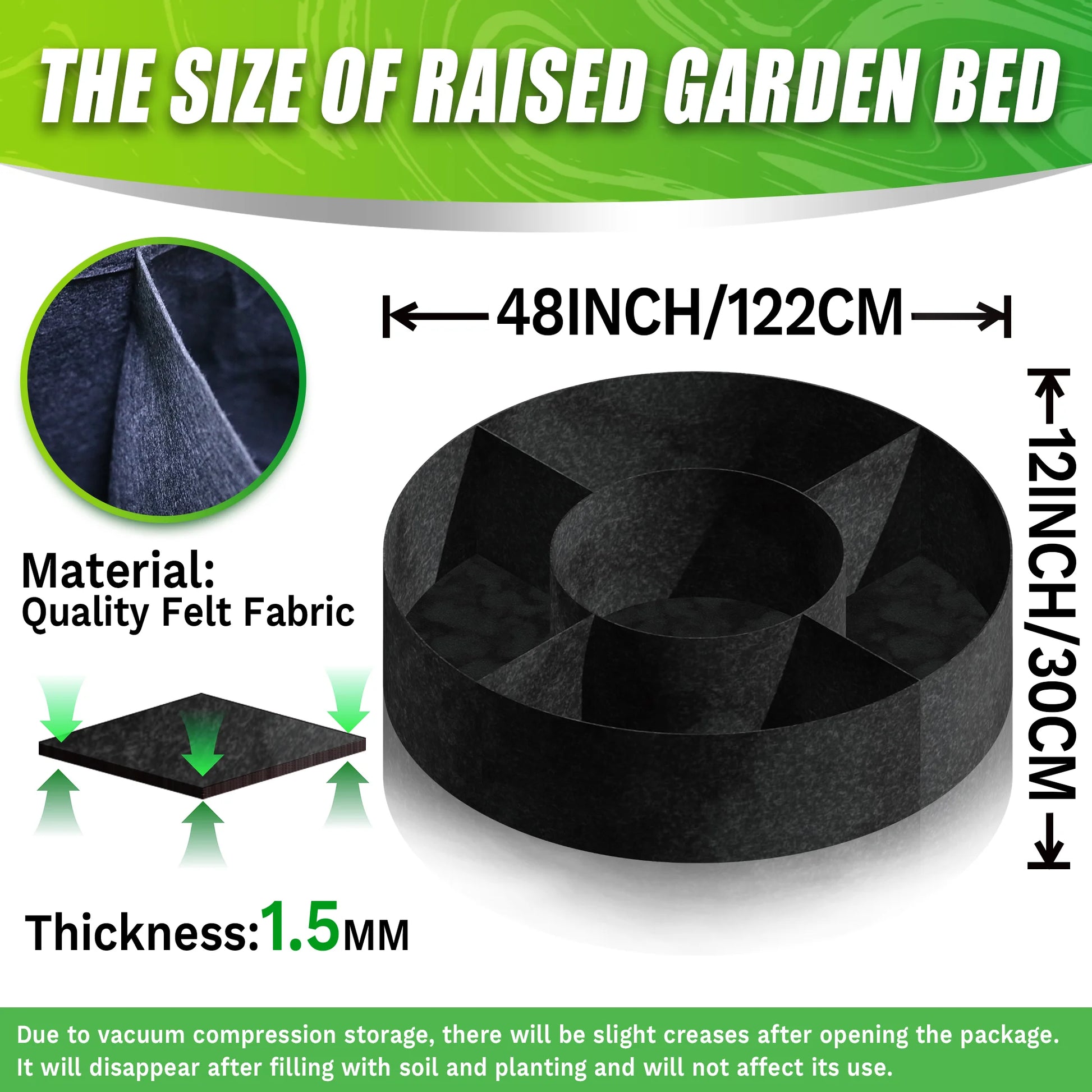 1Pack 48×12IN Round Garden Bed