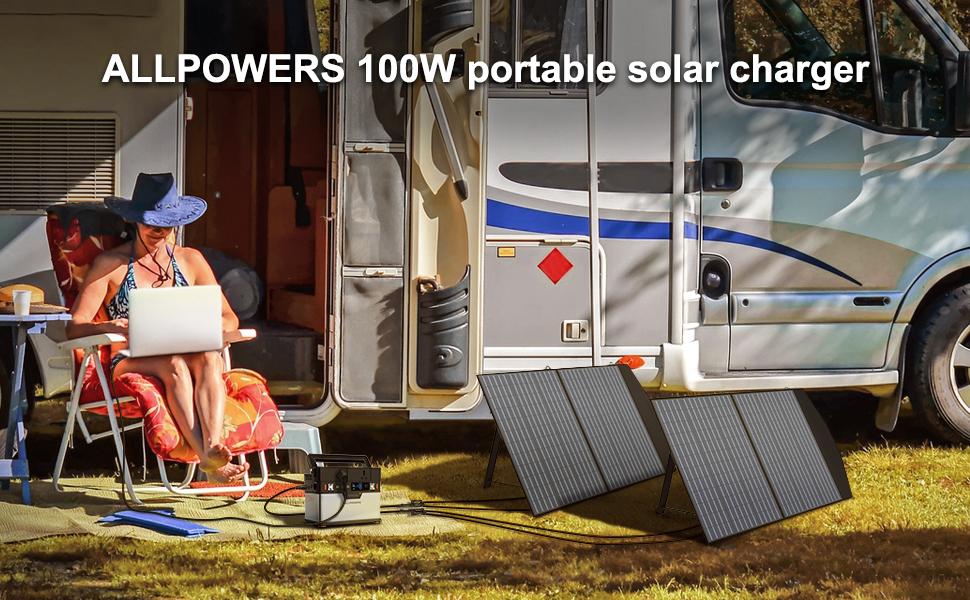 ALLPOWERS Solar Charger 18V 100W Foldable Solar Panel Suitable For Portable Power Station/Generator Outdoor Travel Camping