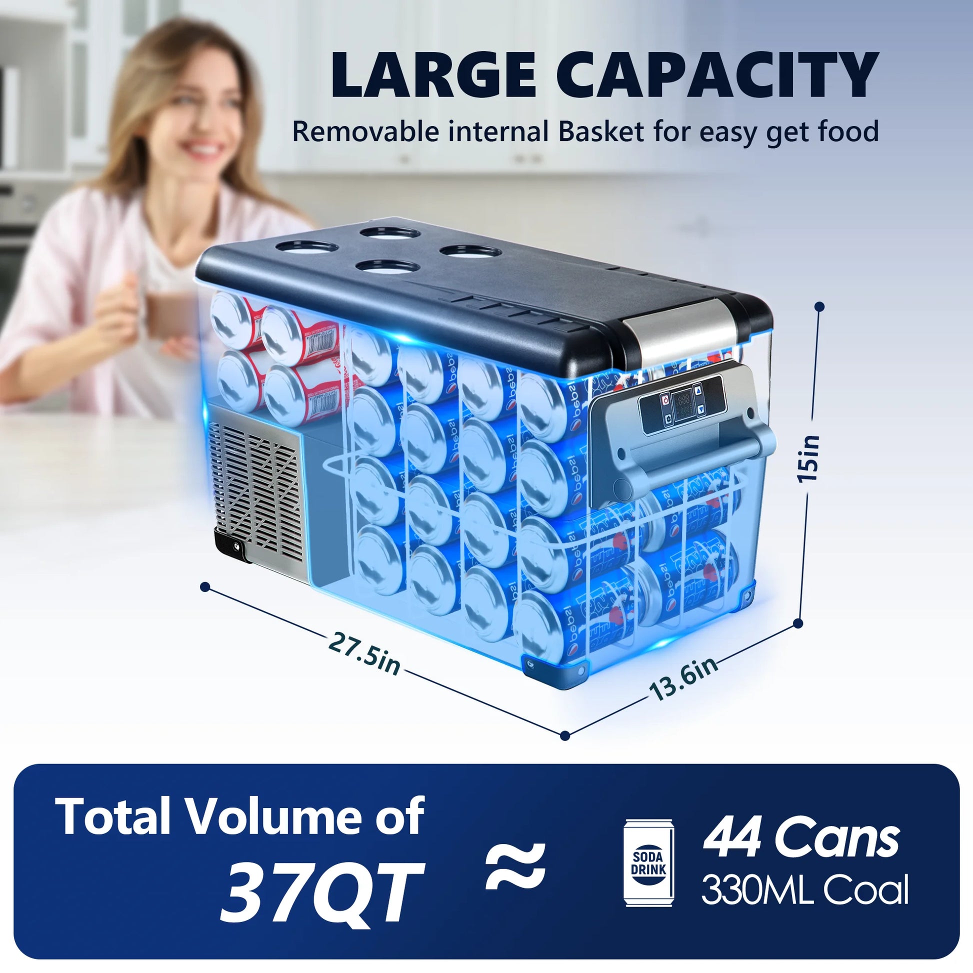 SIMZLIFE 12 Volt Portable Refrigerator,37QT(35L)