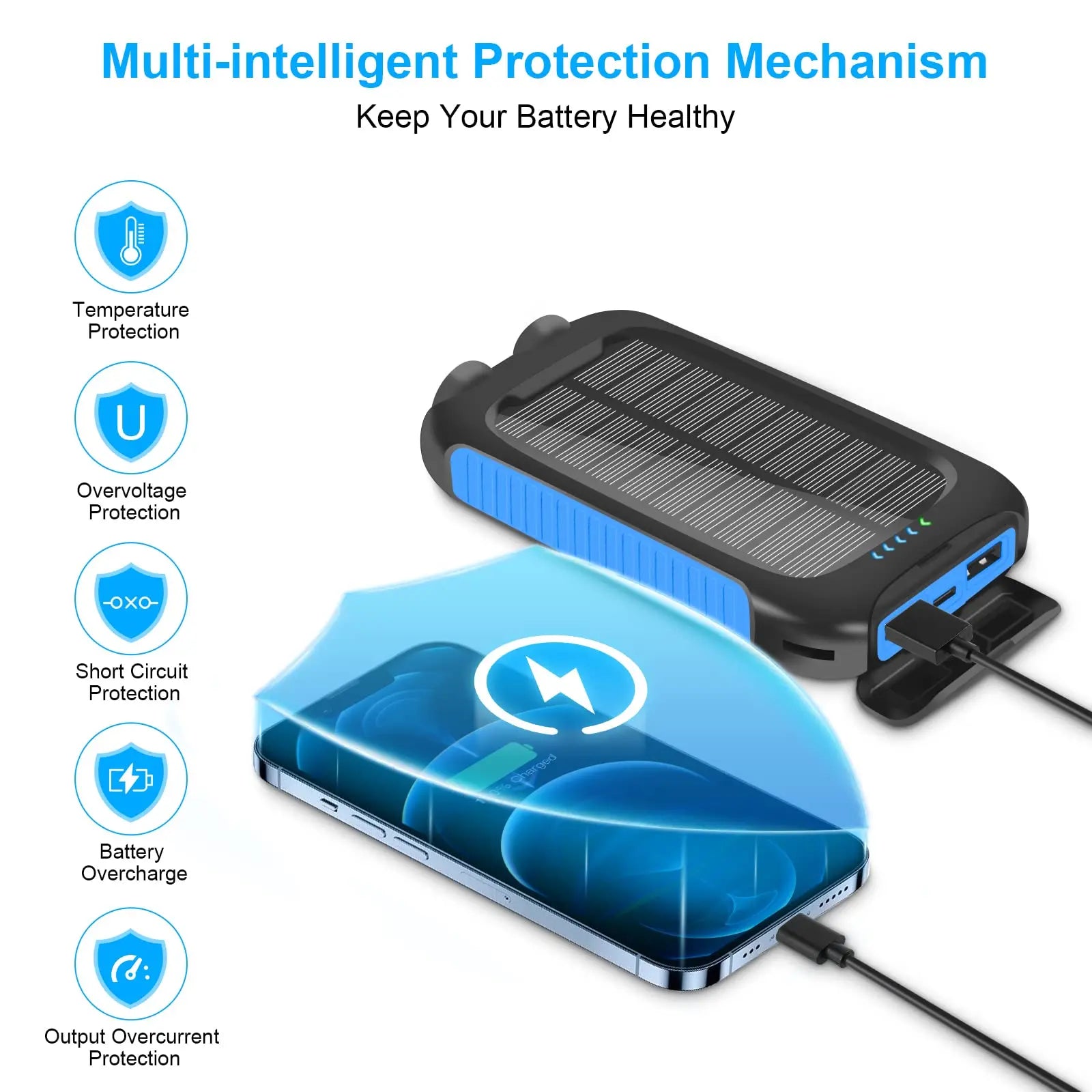 10000mAh Solar Power Bank Portable Waterproof