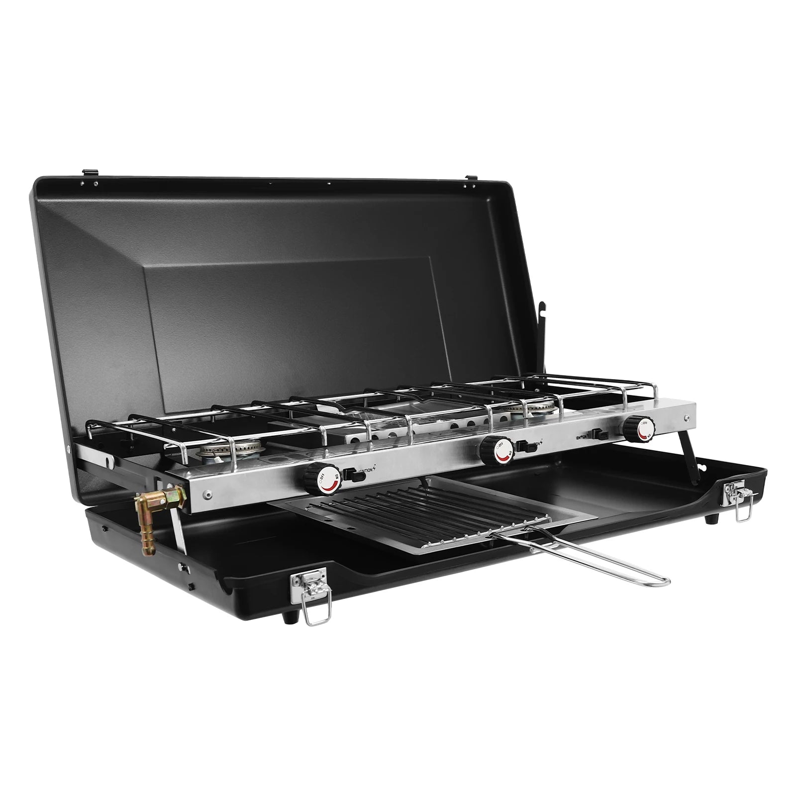 Portable 3 burner Propane Gas Stove with Griddle