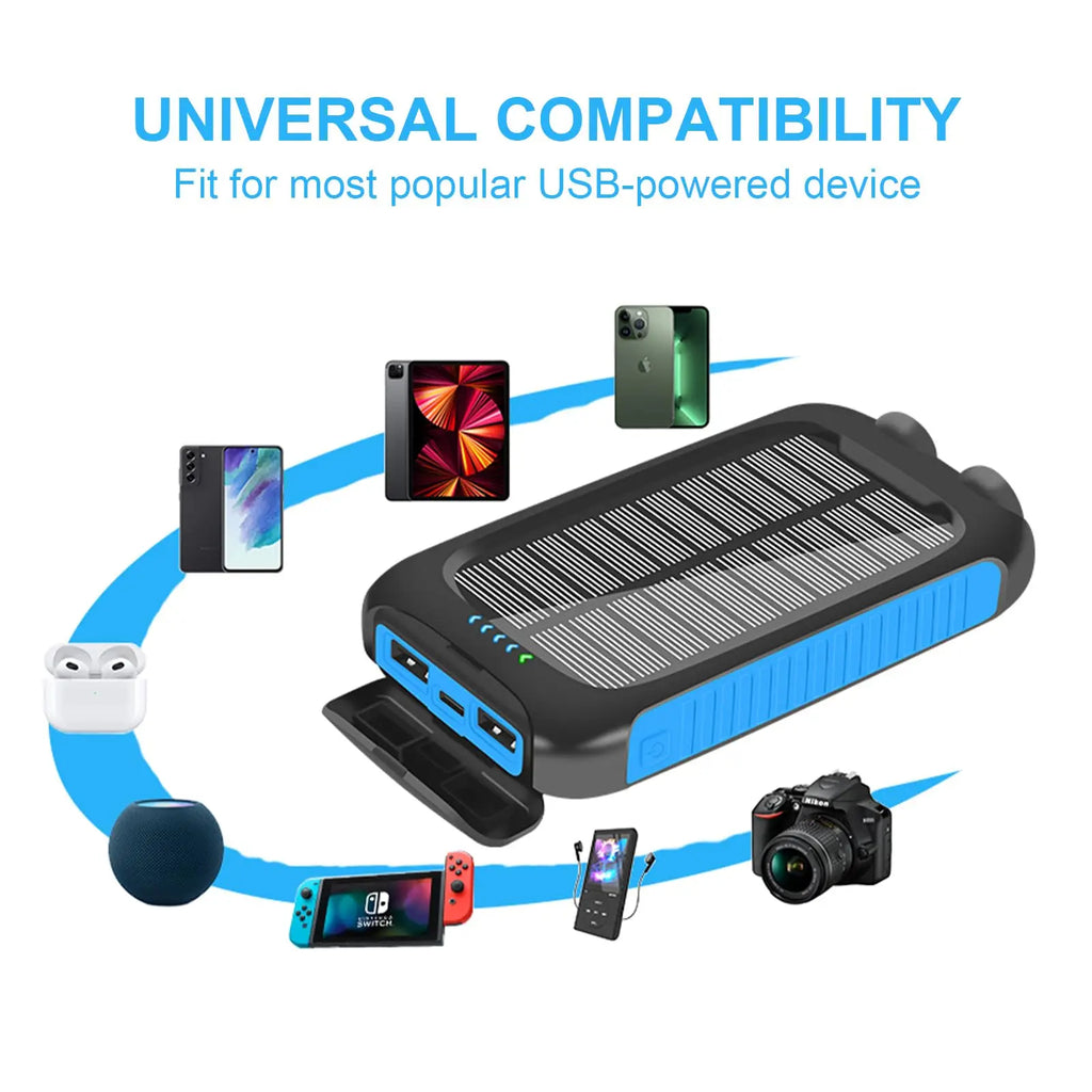 10000mAh Solar Power Bank Portable Waterproof