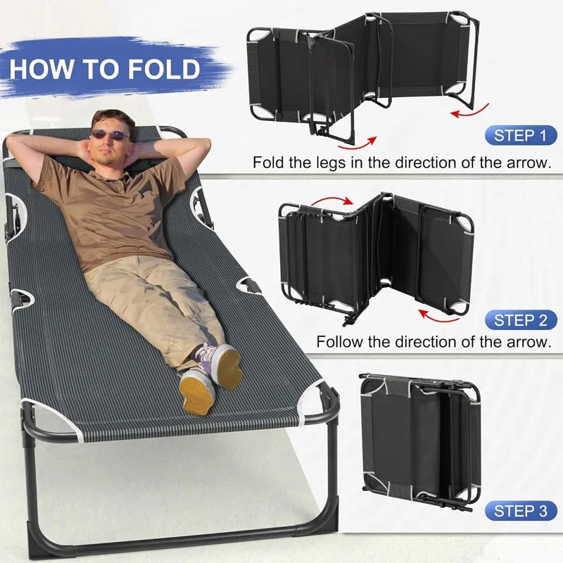 Portable 4-Position Folding Camping Bed Holds up to 330lbs
