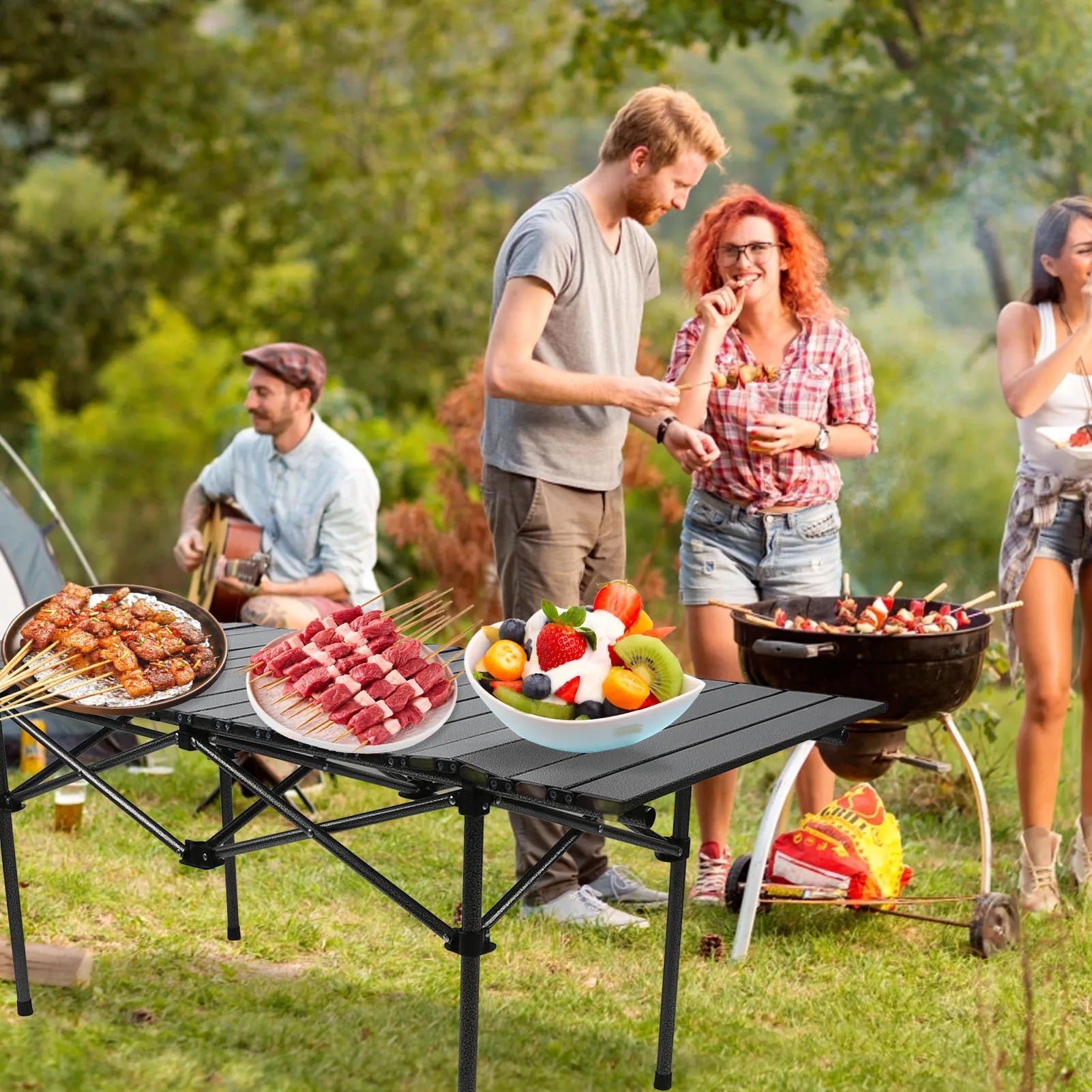 47.24in Carbon Steel Portable Roll Up Camping Table