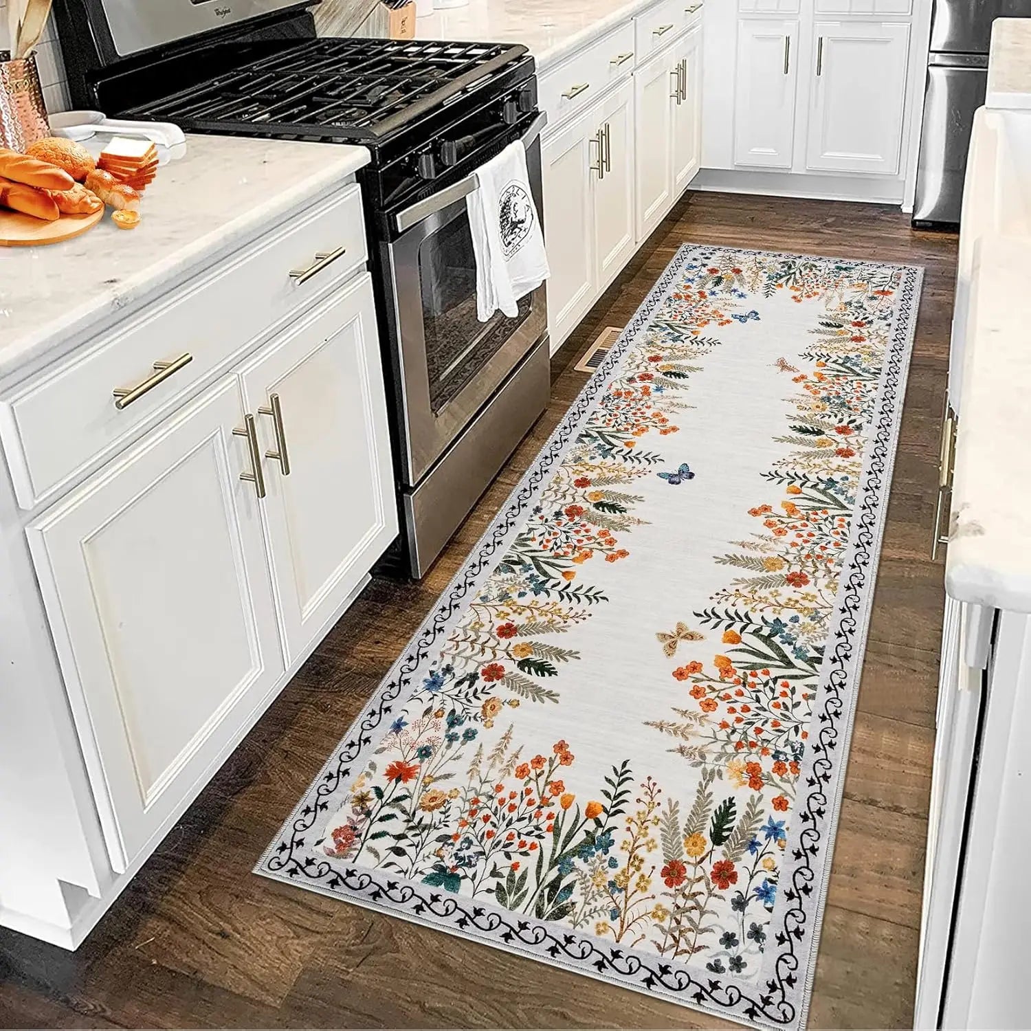 Washable Area Rugs for Living Room or Dining Room, Non-Slip Floral Rugs for Bedroom, Runner Rugs for Hallway.