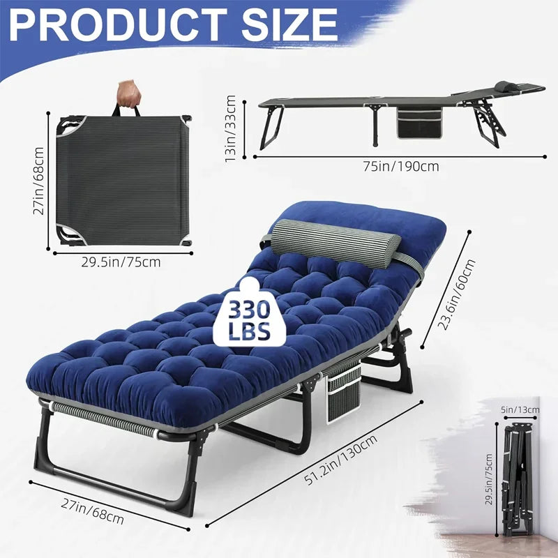 Portable 4-Position Folding Camping Bed Holds up to 330lbs