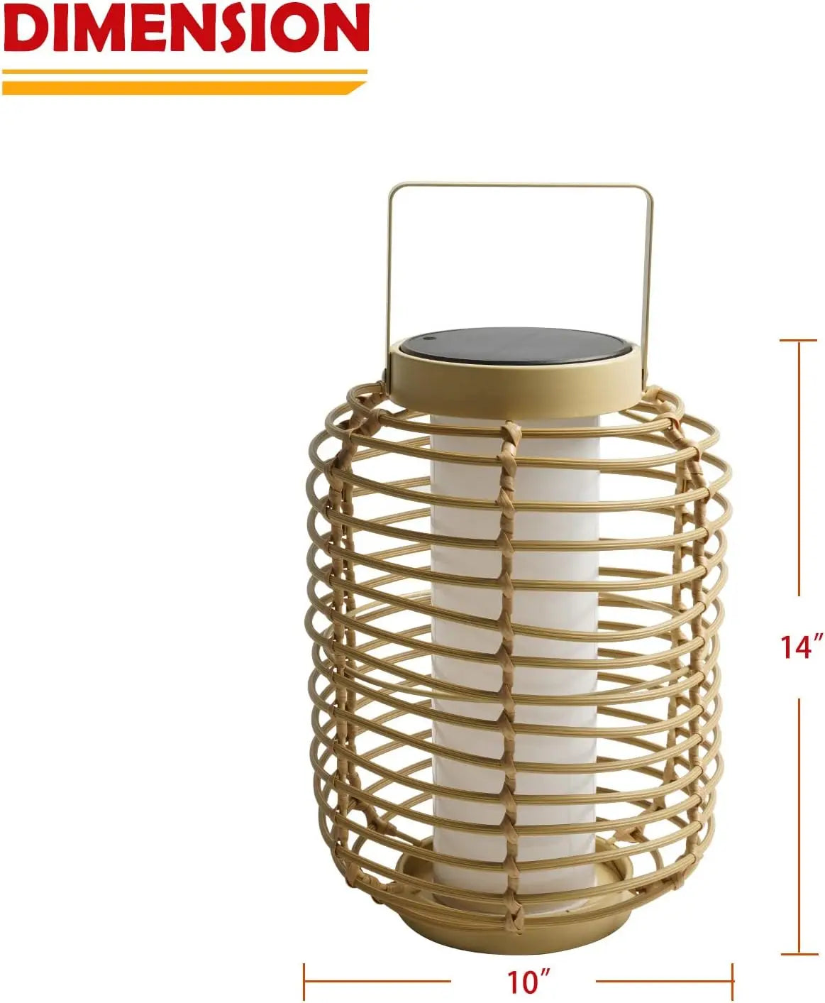 Outdoor Solar Powered Floor Lamp Set of 2, 14-inch Wicker LED Lamp,