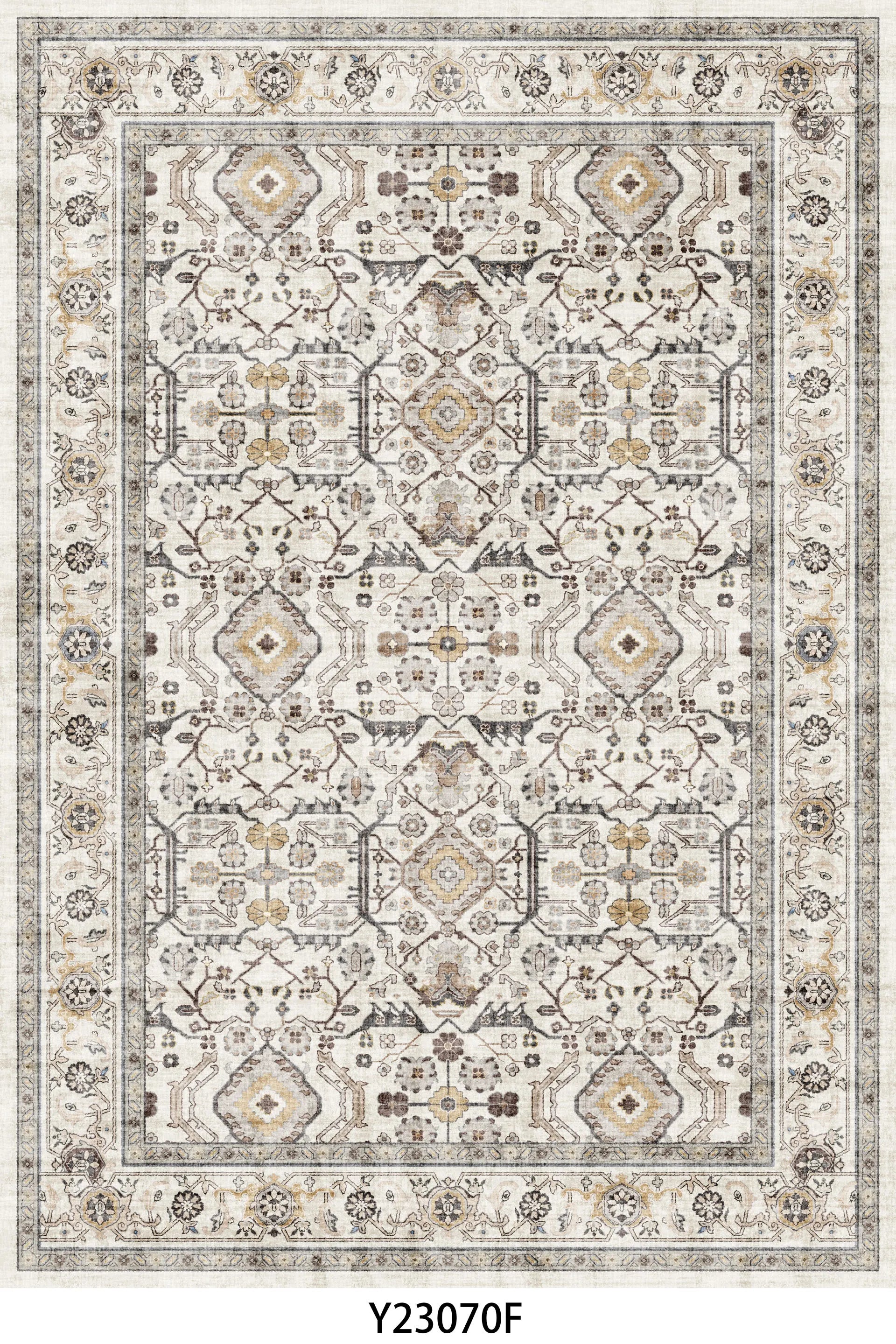 Retro Ethnic Carpets, Turkish Persian Rug, Vintage Floor Mat, Washable Area Rug