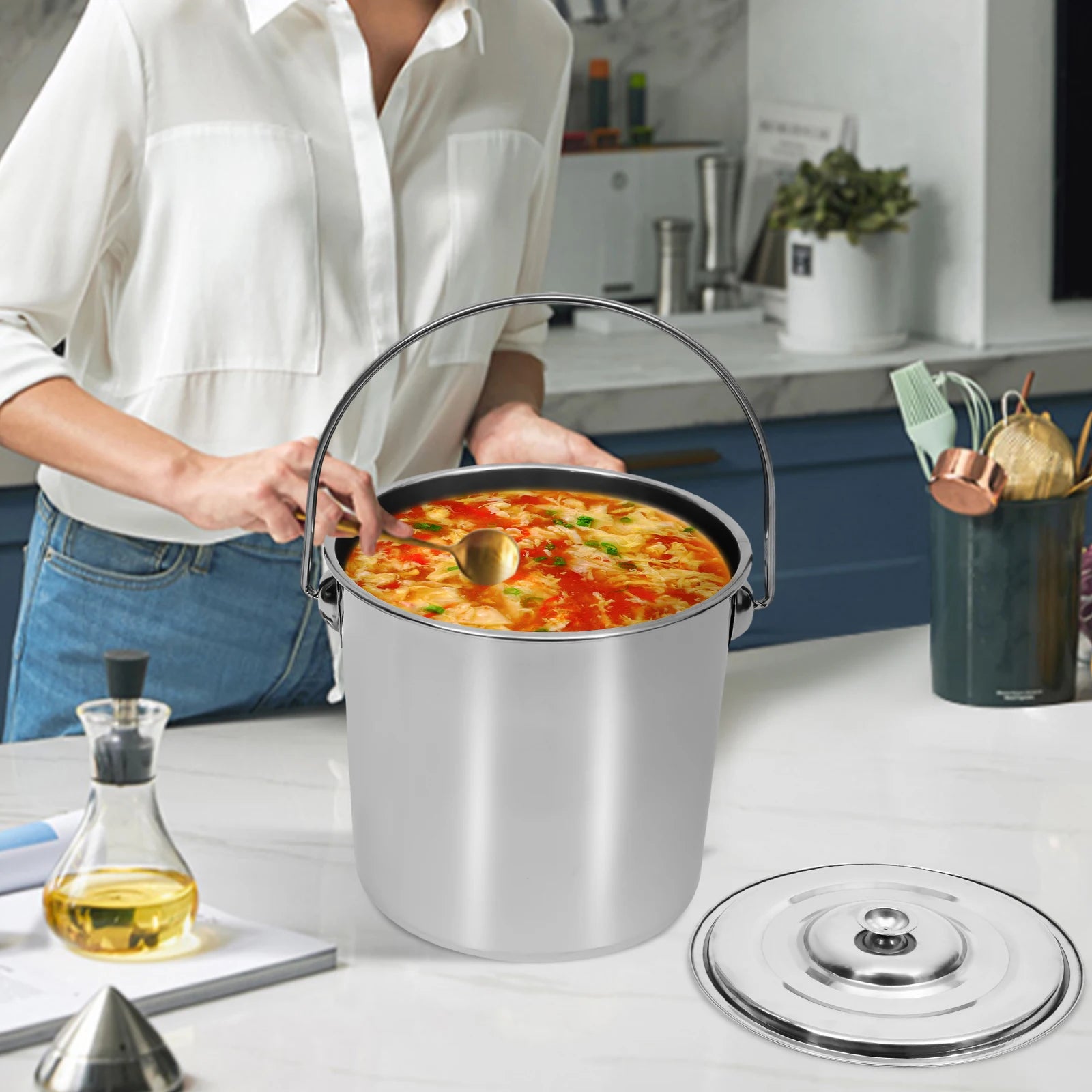 12L Stainless Steel Pot w/ Lid,