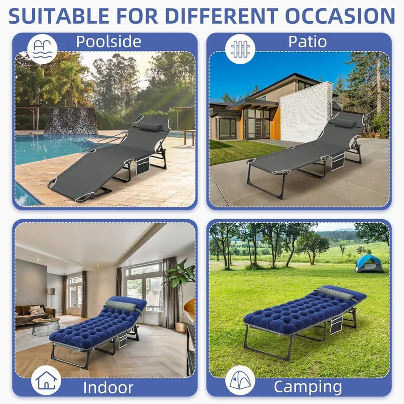 Portable 4-Position Folding Camping Bed Holds up to 330lbs