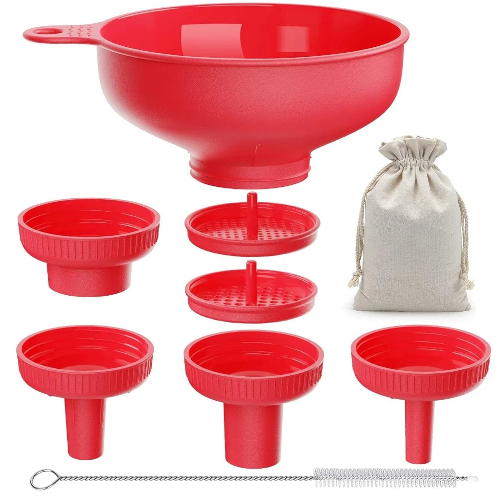Wide mouth multi-purpose funnel, 4 size nozzles and 2 filters