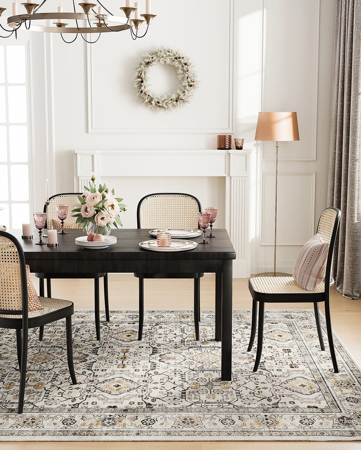 Retro Ethnic Carpets, Turkish Persian Rug, Vintage Floor Mat, Washable Area Rug