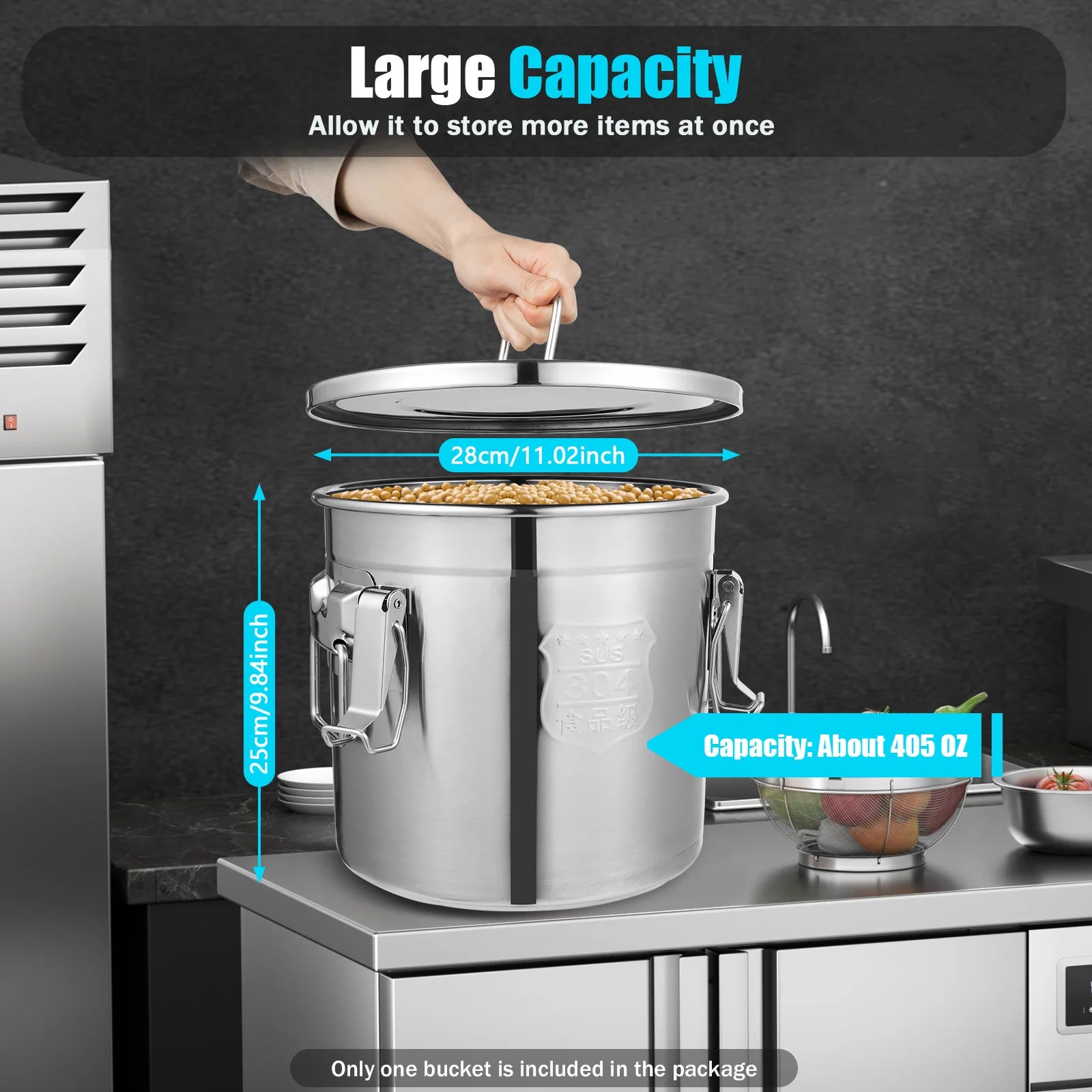 304 Stainless Steel Vacuum Sealed Airtight Canister Large Capacity