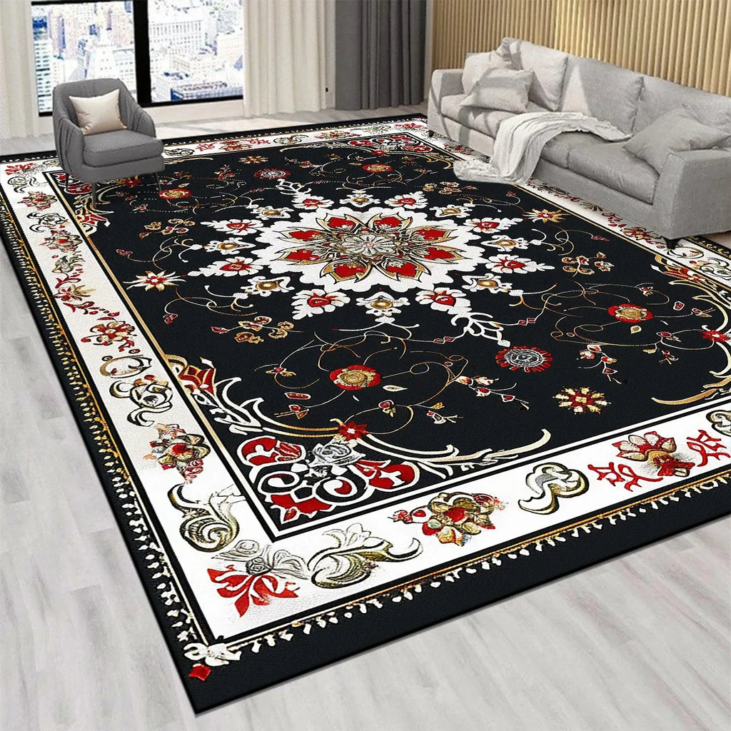 Large Non-Slip Persian Luxury Red Carpet Washable