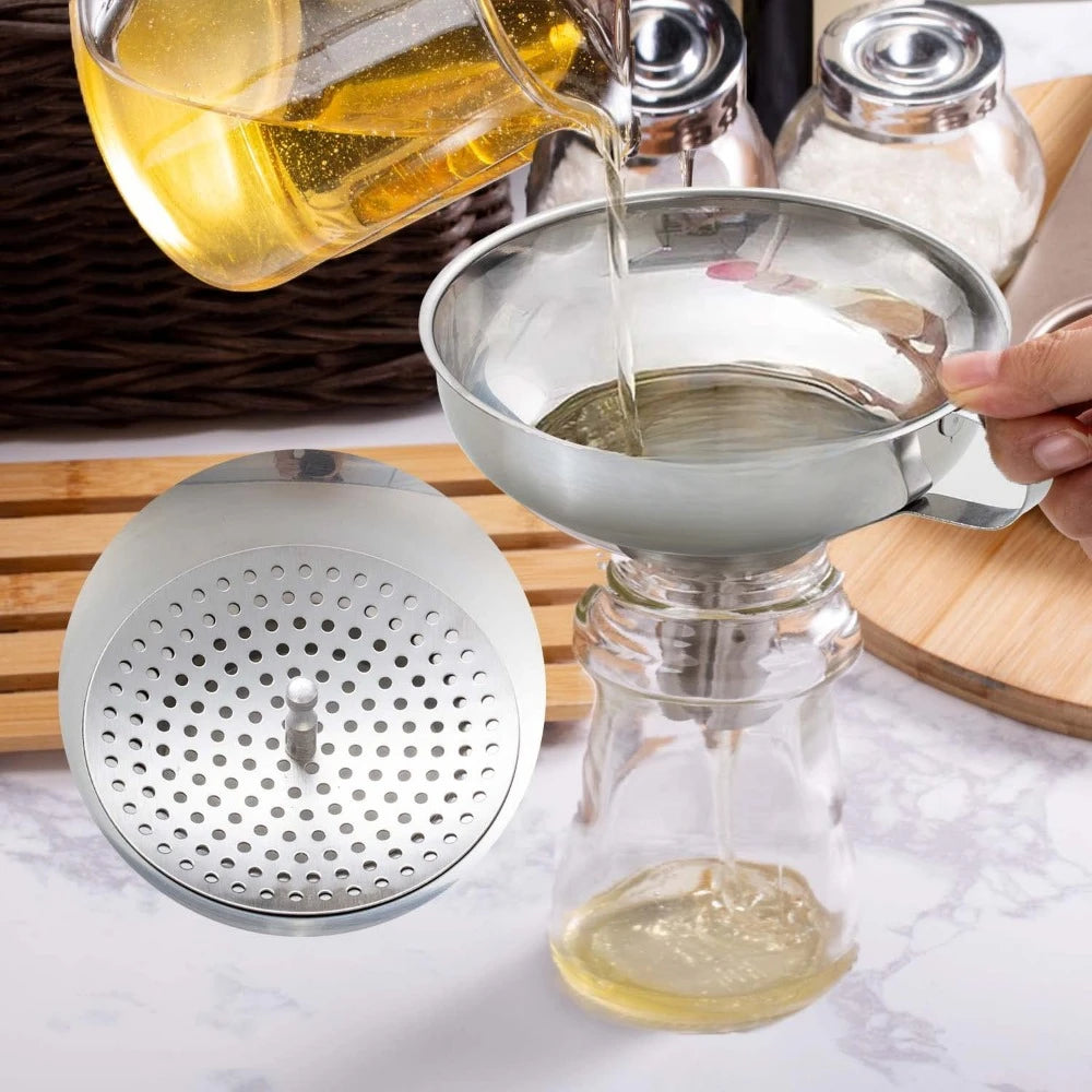 Food grade stainless steel canning funnels with filters