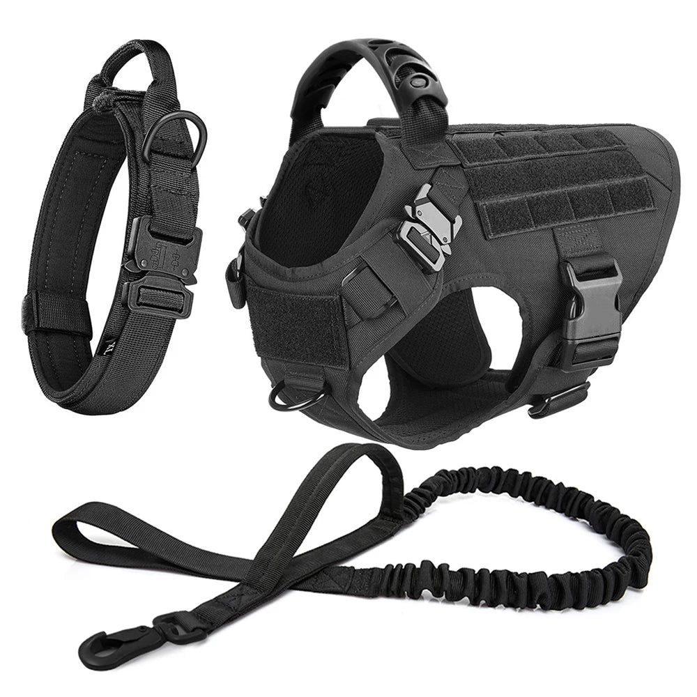 Large Dog Harness and Leash Set, Training Vest Harness and Collar for Medium Large Dogs