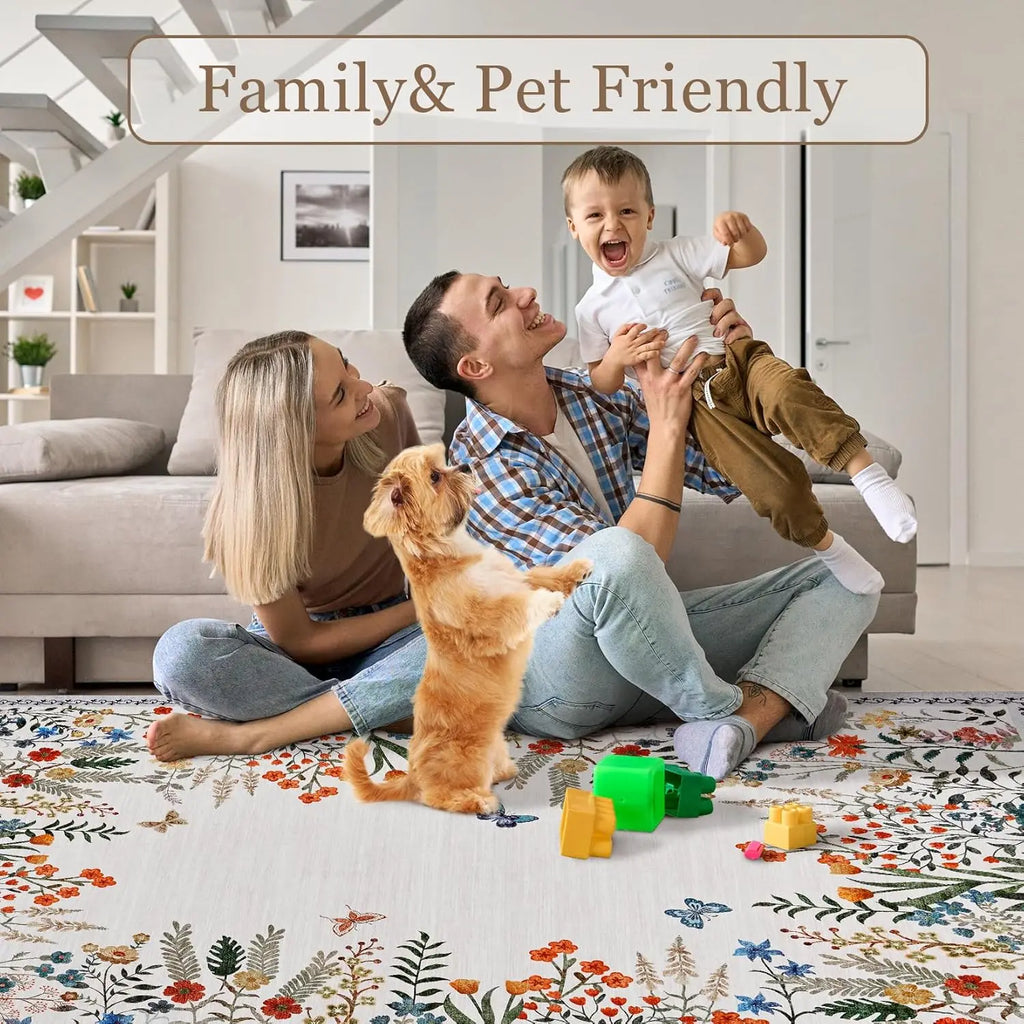 Washable Area Rugs for Living Room or Dining Room, Non-Slip Floral Rugs for Bedroom, Runner Rugs for Hallway.