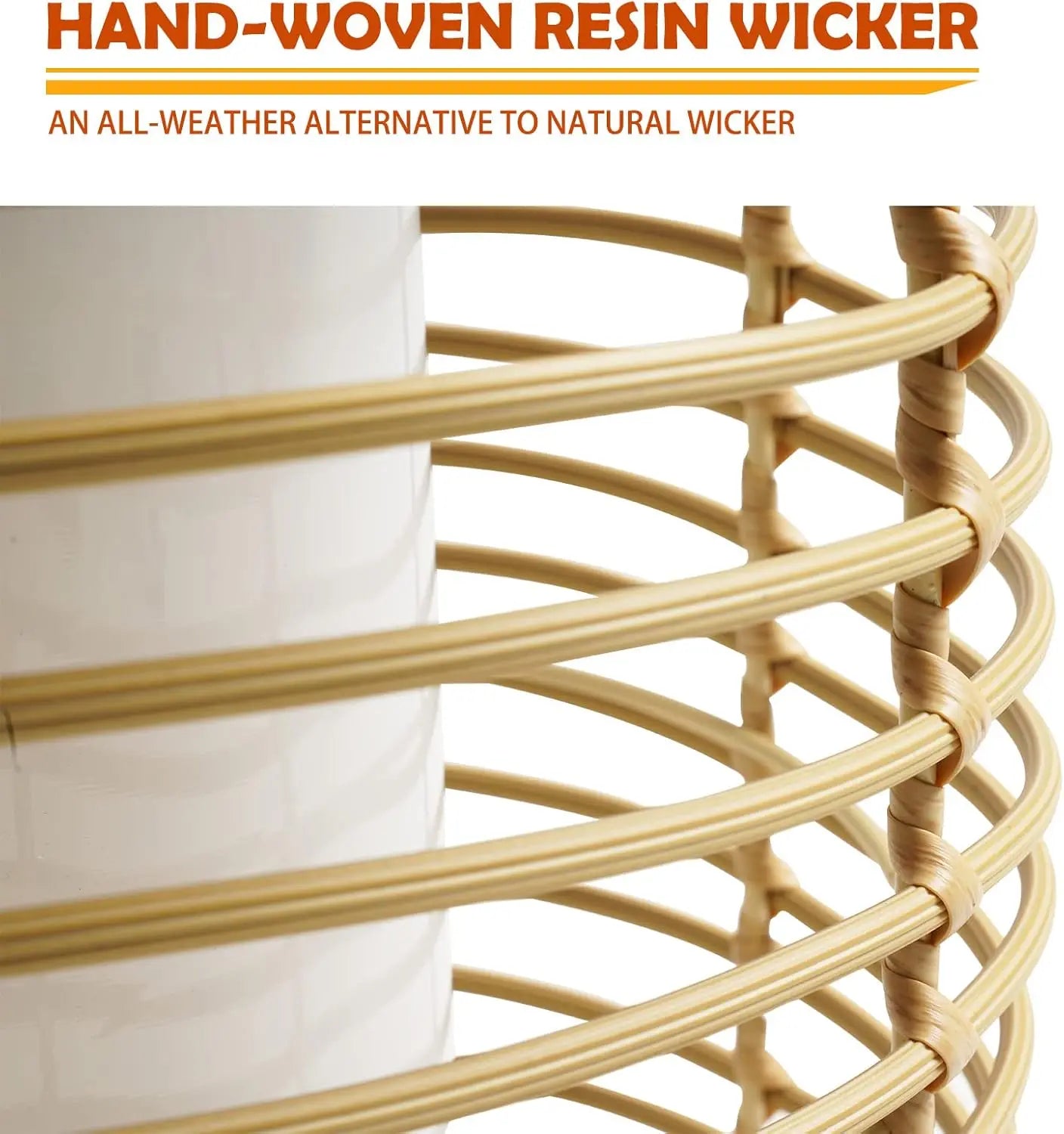 Outdoor Solar Powered Floor Lamp Set of 2, 14-inch Wicker LED Lamp,