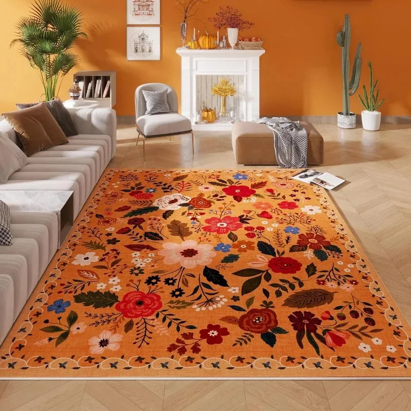 Vibrant Floral Area Rug, Multicolor Flower Designs, Soft Non - Slip Carpet.