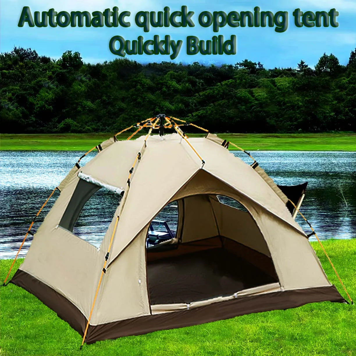 Outdoor shelter Sunshade, Camping tent 4 person waterproof mountaineering
