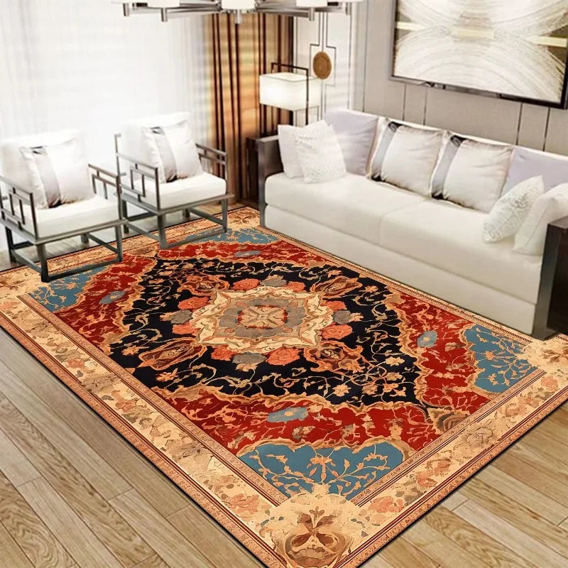 Large Non-Slip Persian Luxury Red Carpet Washable