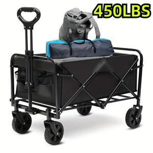 450 lbs Folding Heavy Duty Utility Cart with 360° All Terrain Wheels, Side Bag