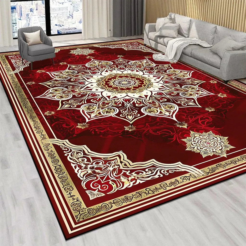 Large Non-Slip Persian Luxury Red Carpet Washable