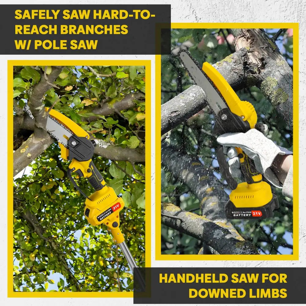 21V Lithium Battery High Branch Saw 2-in-1 Lithium Electric Saw Extended Electric Saw With Two Batteries And One Charge