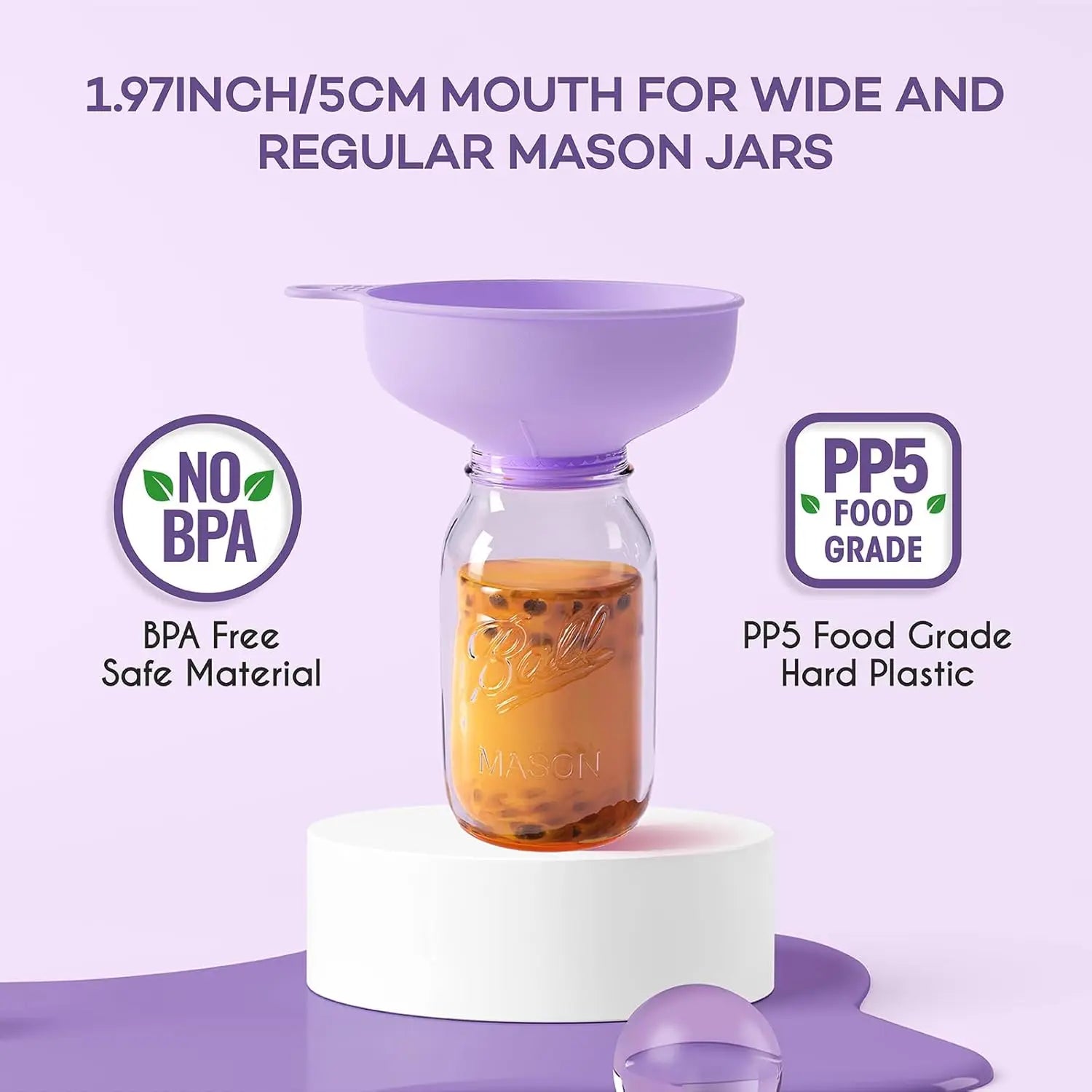 Wide mouth multi-purpose funnel, 4 size nozzles and 2 filters