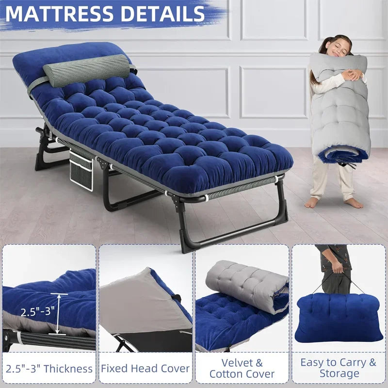 Portable 4-Position Folding Camping Bed Holds up to 330lbs