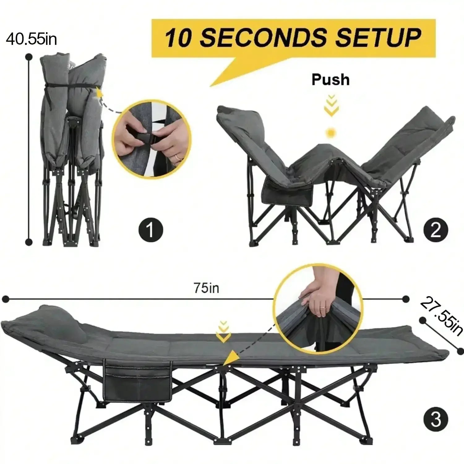 Premium Portable Thick Pad Sleeping Cot Perfect for Hiking