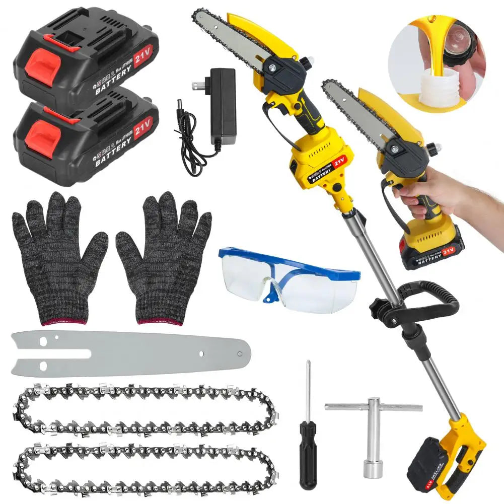21V Lithium Battery High Branch Saw 2-in-1 Lithium Electric Saw Extended Electric Saw With Two Batteries And One Charge