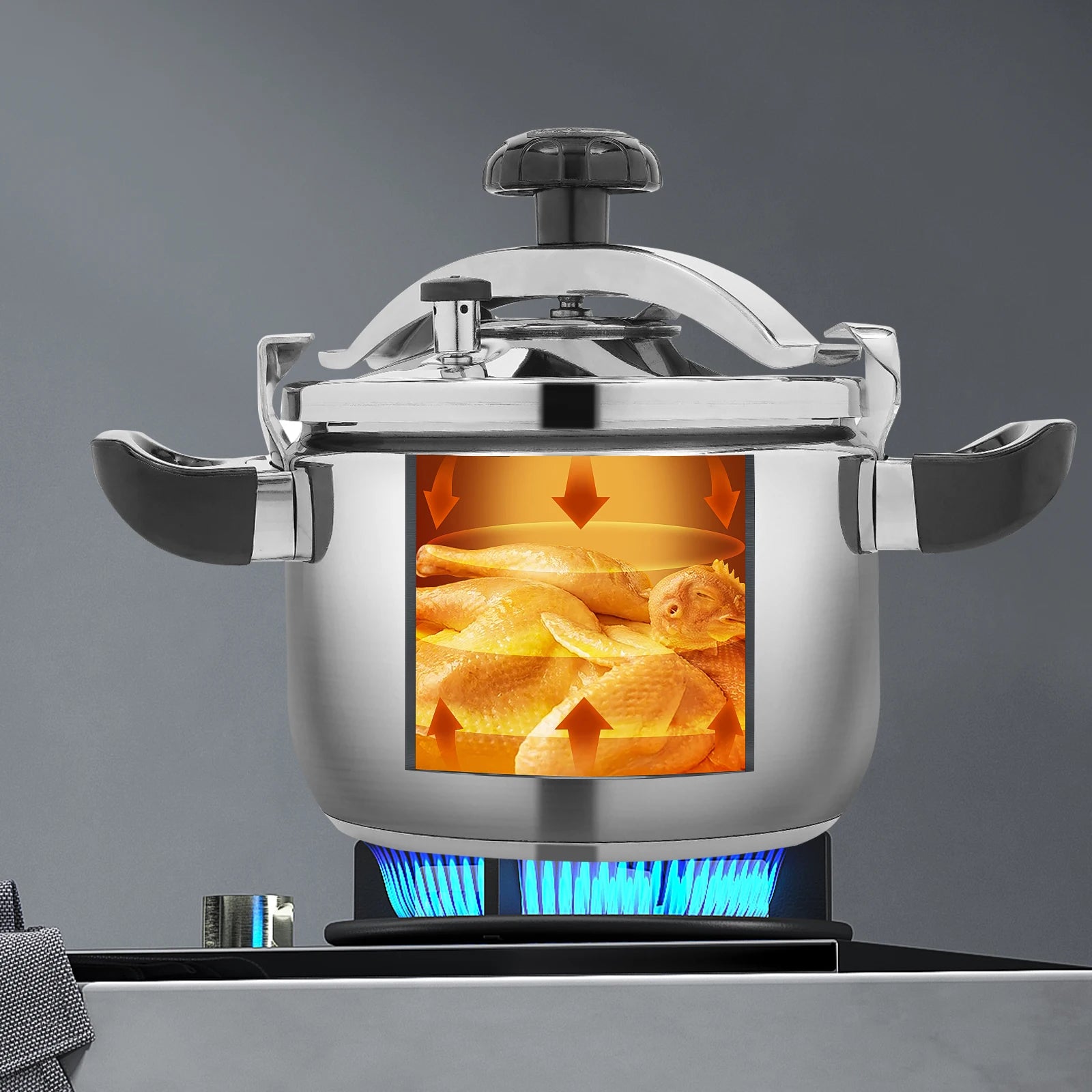 5L/4.54 Qt Pressure Canner Cooker Stainless Steel Pressure Pot Kitchen Cookware 60kpa For Open Fire, Induction Cooker