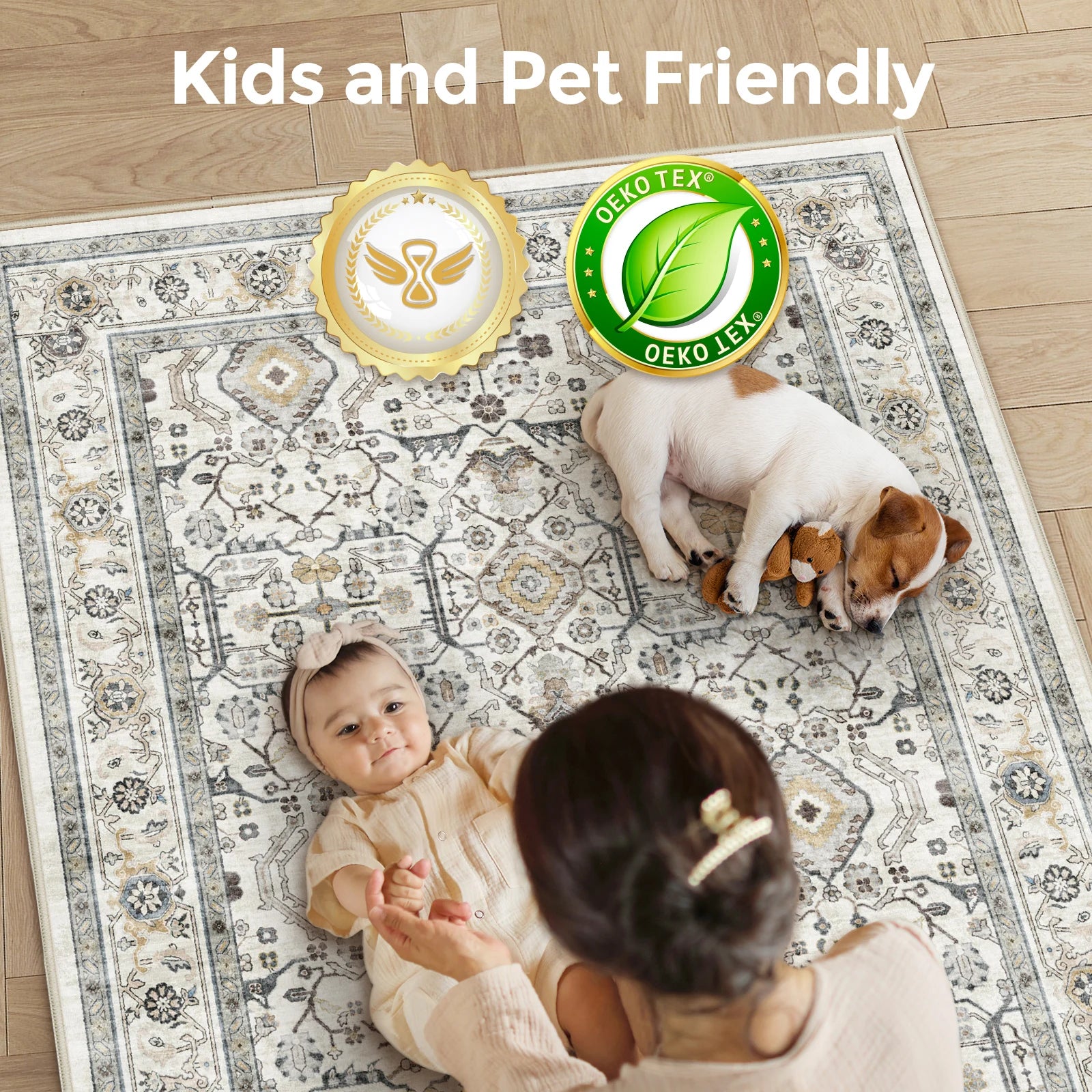 Retro Ethnic Carpets, Turkish Persian Rug, Vintage Floor Mat, Washable Area Rug