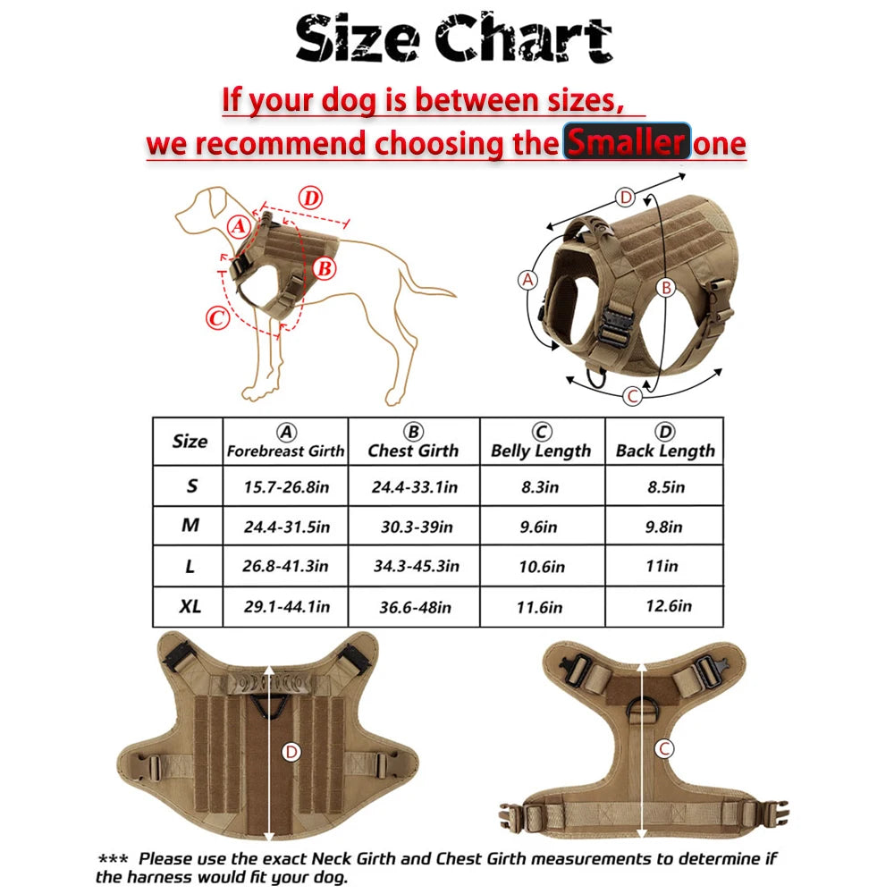Large Dog Harness and Leash Set, Training Vest Harness and Collar for Medium Large Dogs