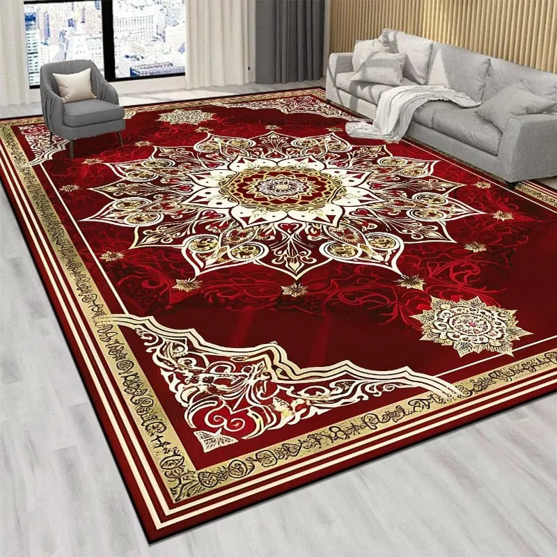 Large Non-Slip Persian Luxury Red Carpet Washable