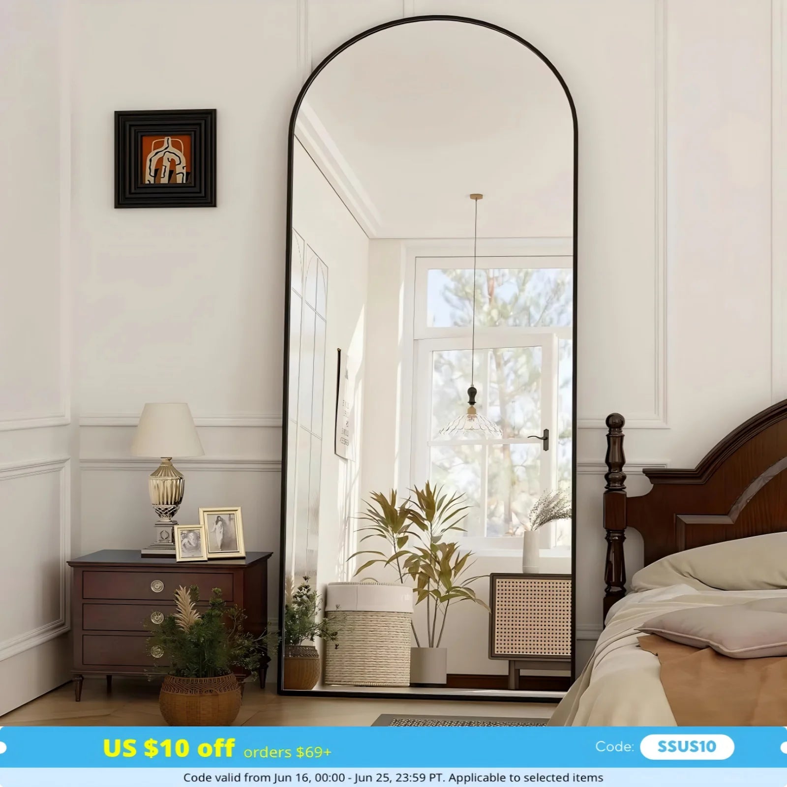 21x64 inch Arched Full Length Mirror-Aluminum Alloy Frame High Definition-Full Body Mirror for Bedroom or Living Room
