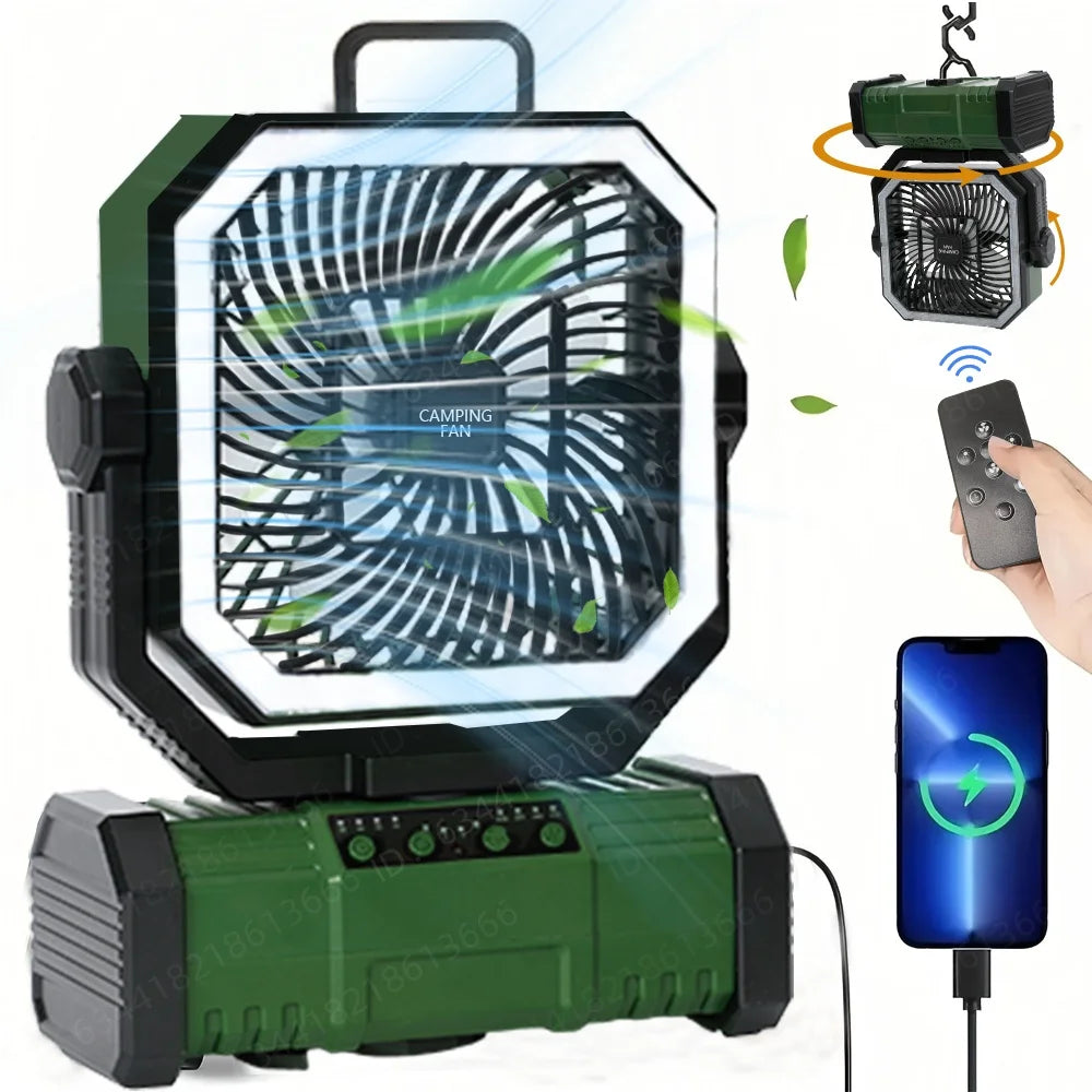20000mAh Portable Camping Fan With 4 Speeds LED lights