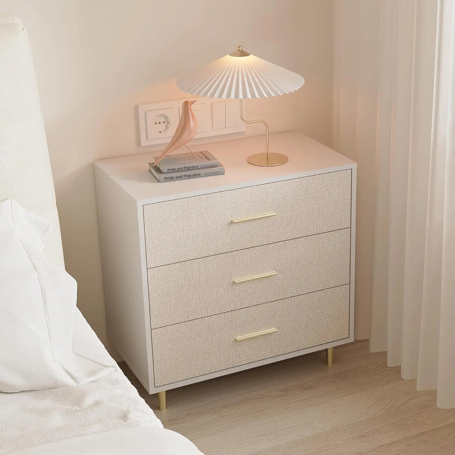 Modern White Dresser for Bedroom, Slim Drawer, Wooden Chest of Drawers for Small Rooms