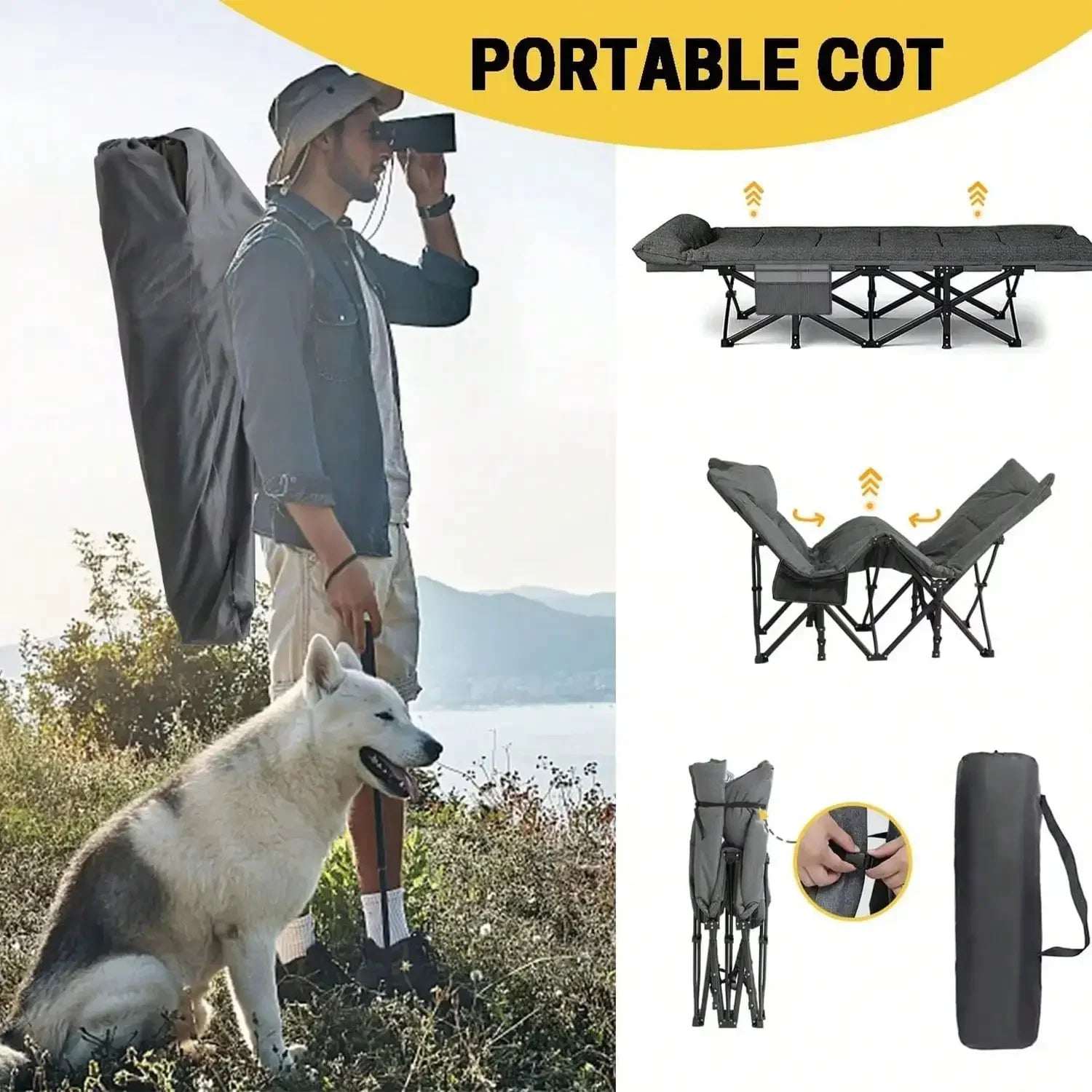 Premium Portable Thick Pad Sleeping Cot Perfect for Hiking