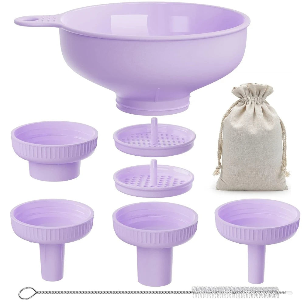 Wide mouth multi-purpose funnel, 4 size nozzles and 2 filters