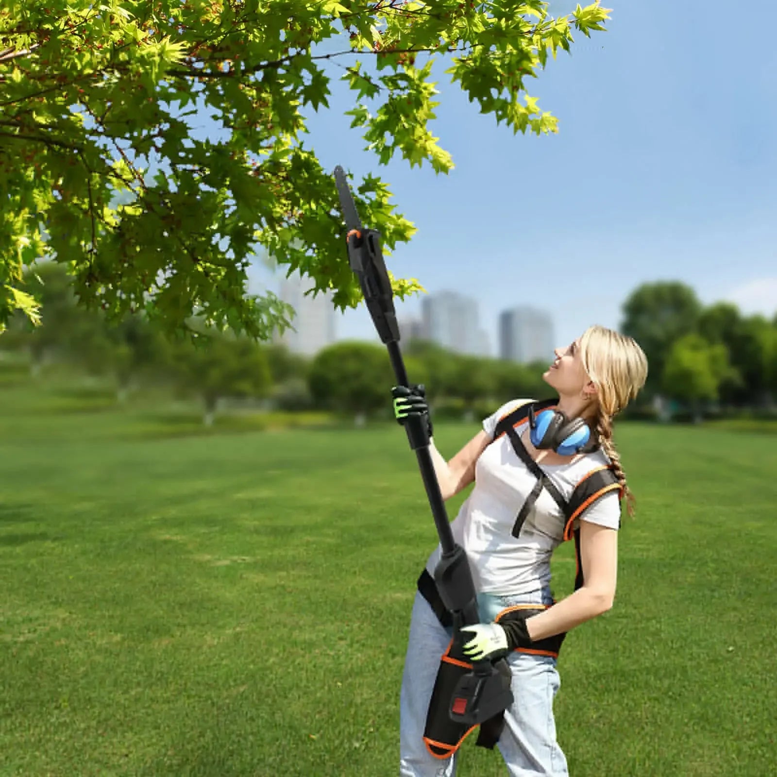 Electric Pole Chain Saw Tree Branch Limb Log Bush Trimmer Pruner Garden Tools