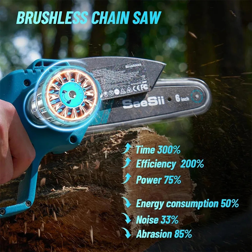 6'' Brushless Electric Chainsaw 2 IN 1 Tree Trimming