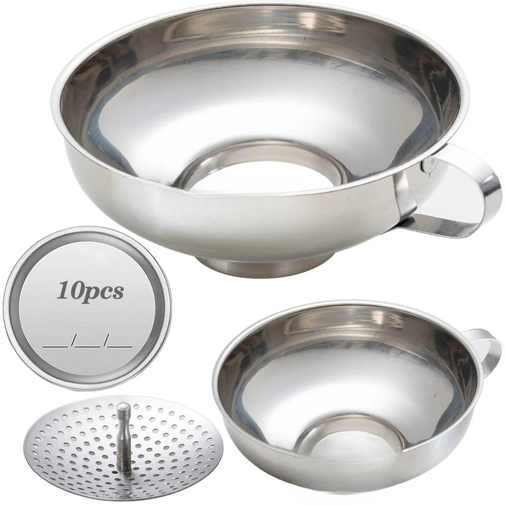 Food grade stainless steel canning funnels with filters