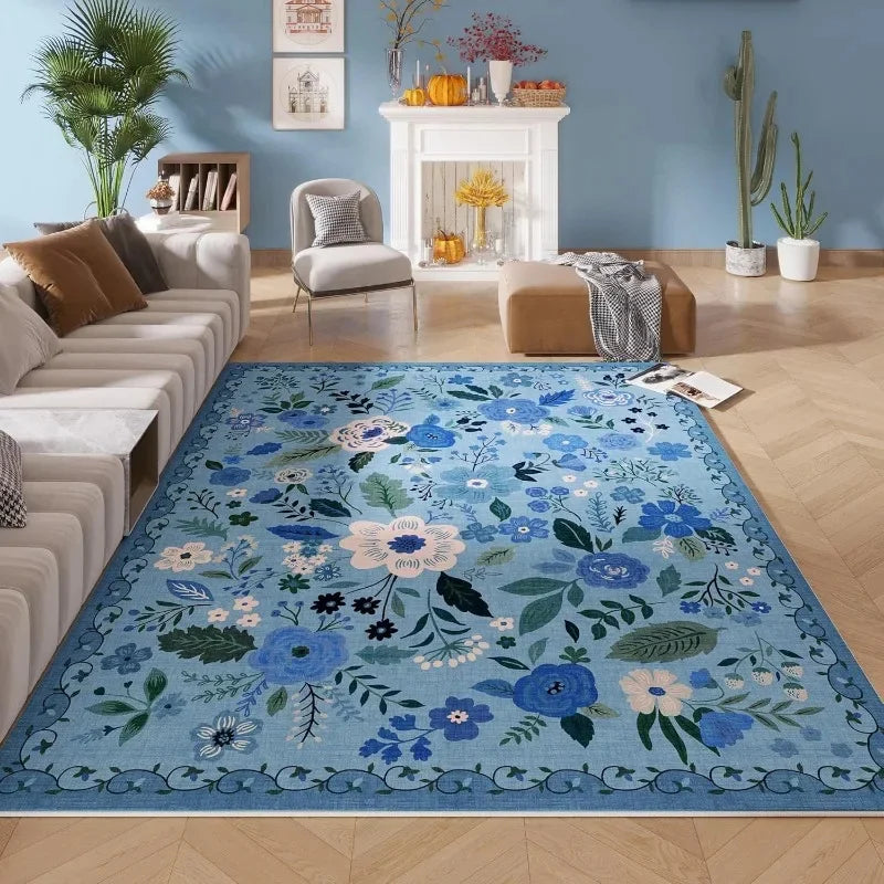 Vibrant Floral Area Rug, Multicolor Flower Designs, Soft Non - Slip Carpet.