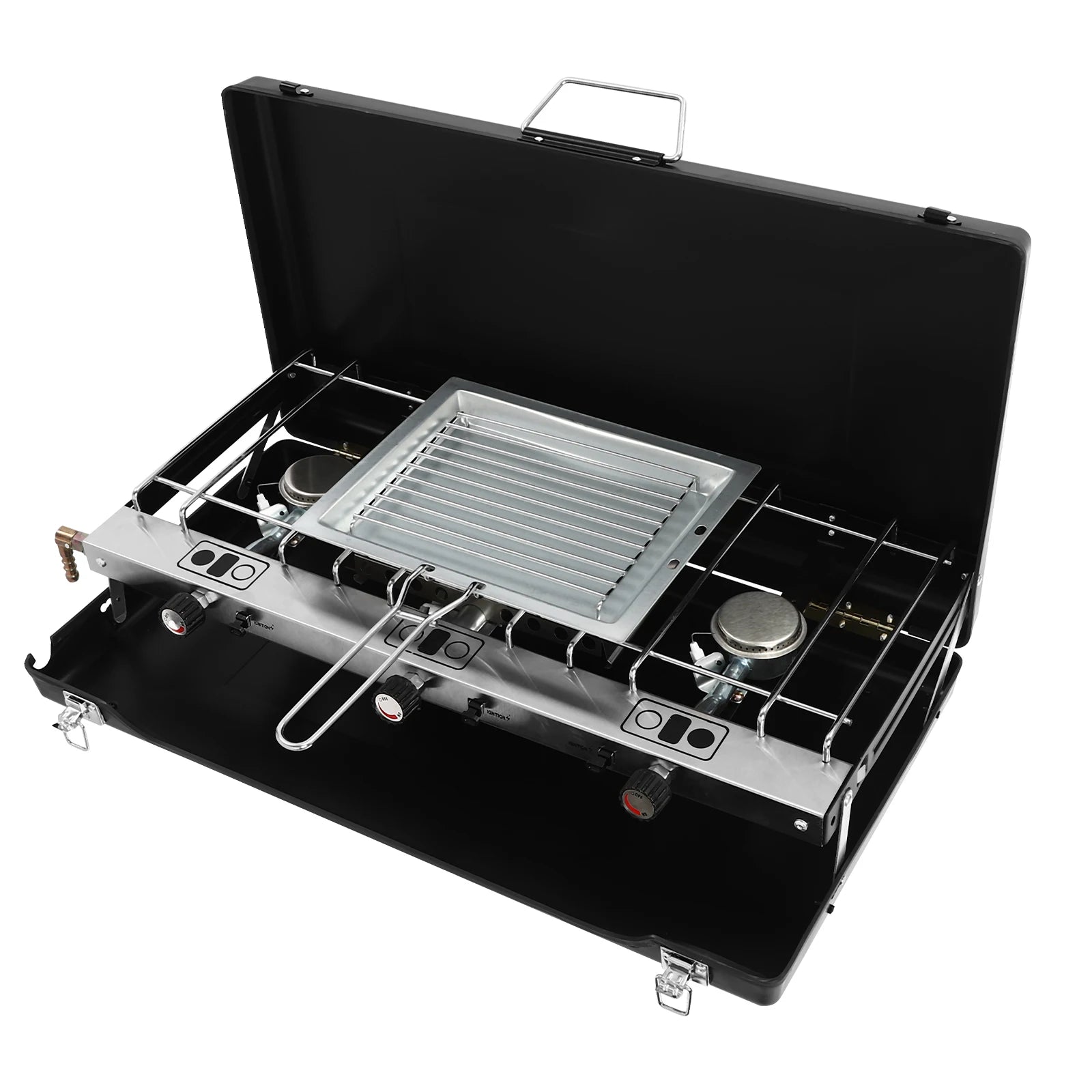 Portable 3 burner Propane Gas Stove with Griddle