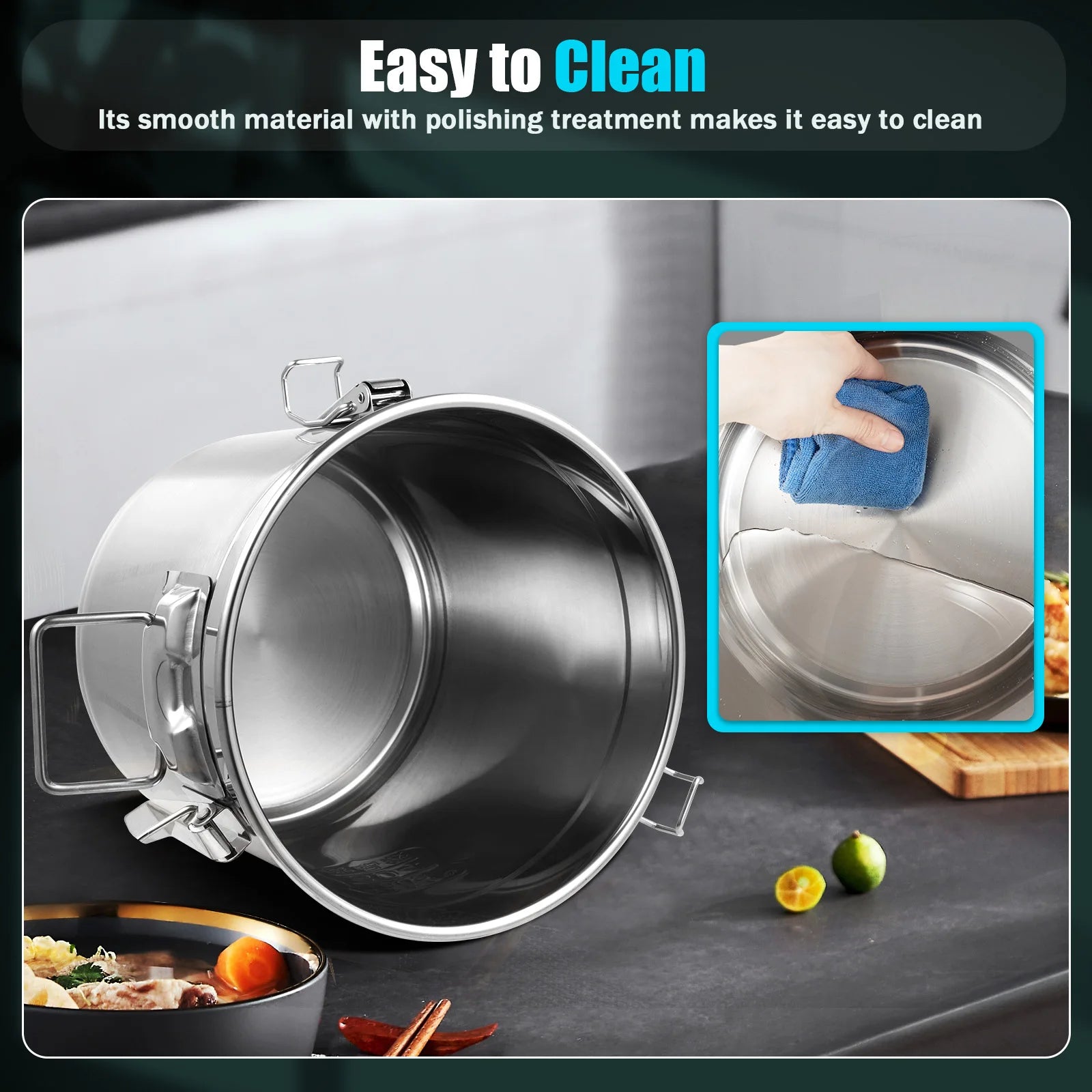 304 Stainless Steel Vacuum Sealed Airtight Canister Large Capacity