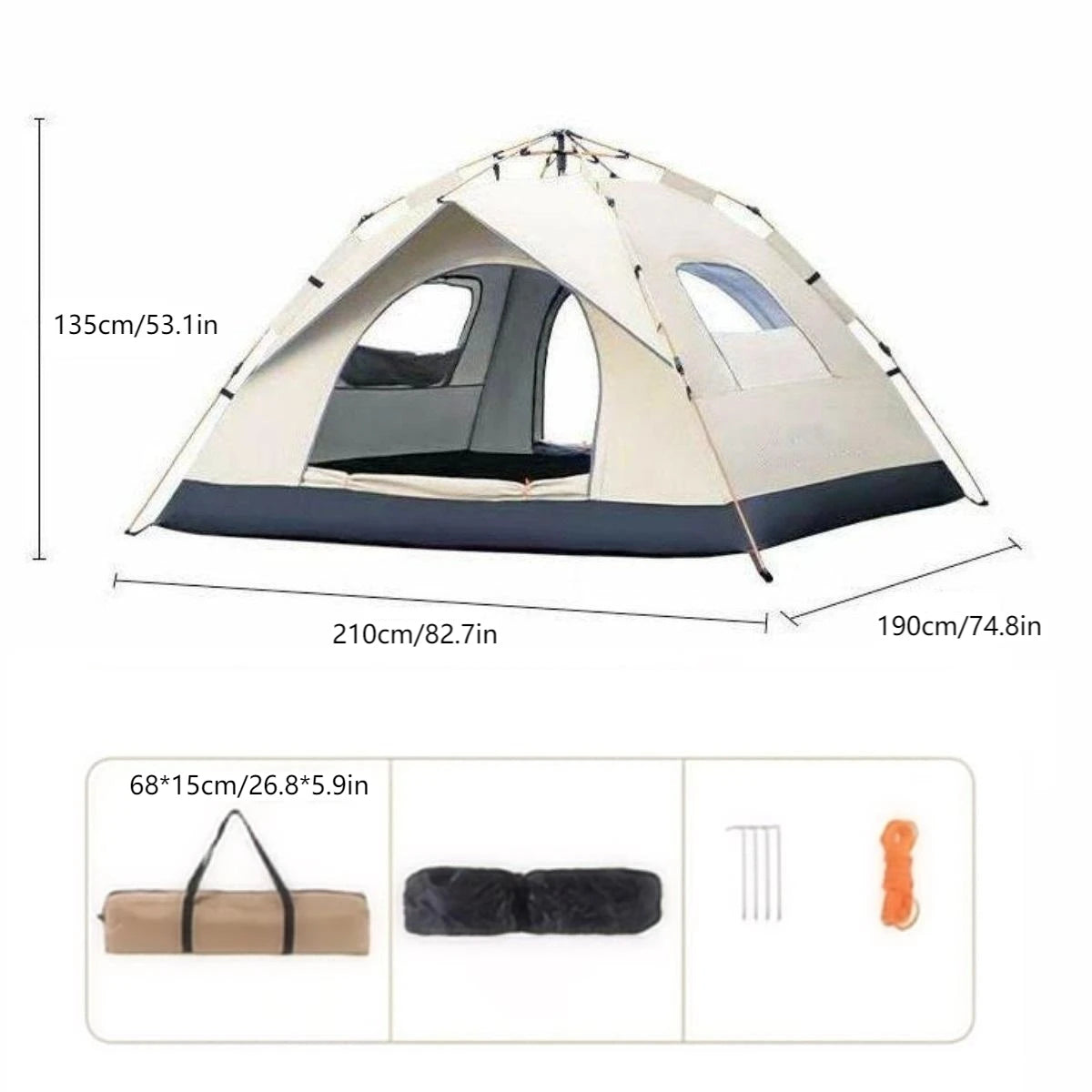 Outdoor shelter Sunshade, Camping tent 4 person waterproof mountaineering