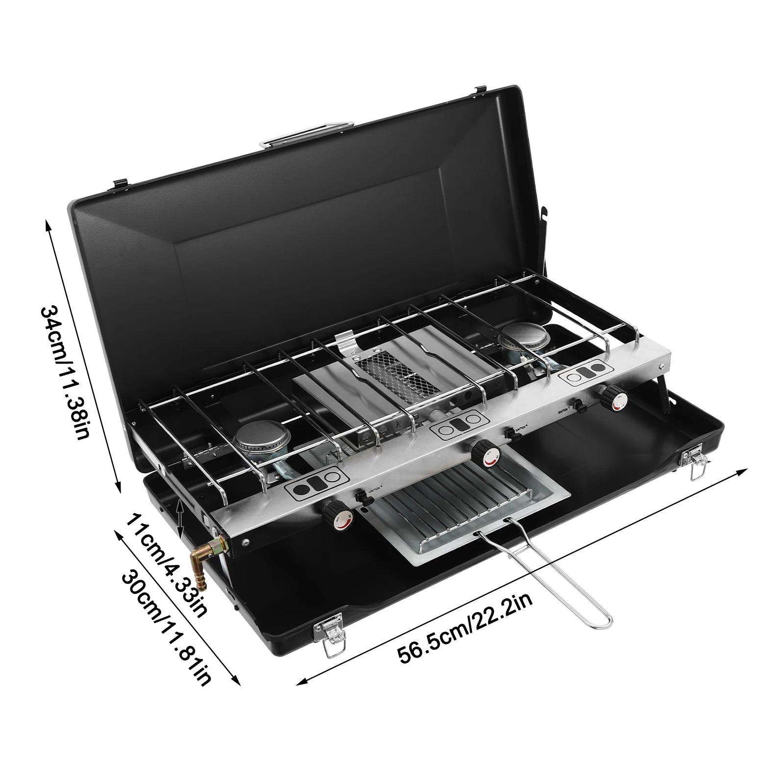 Portable 3 burner Propane Gas Stove with Griddle