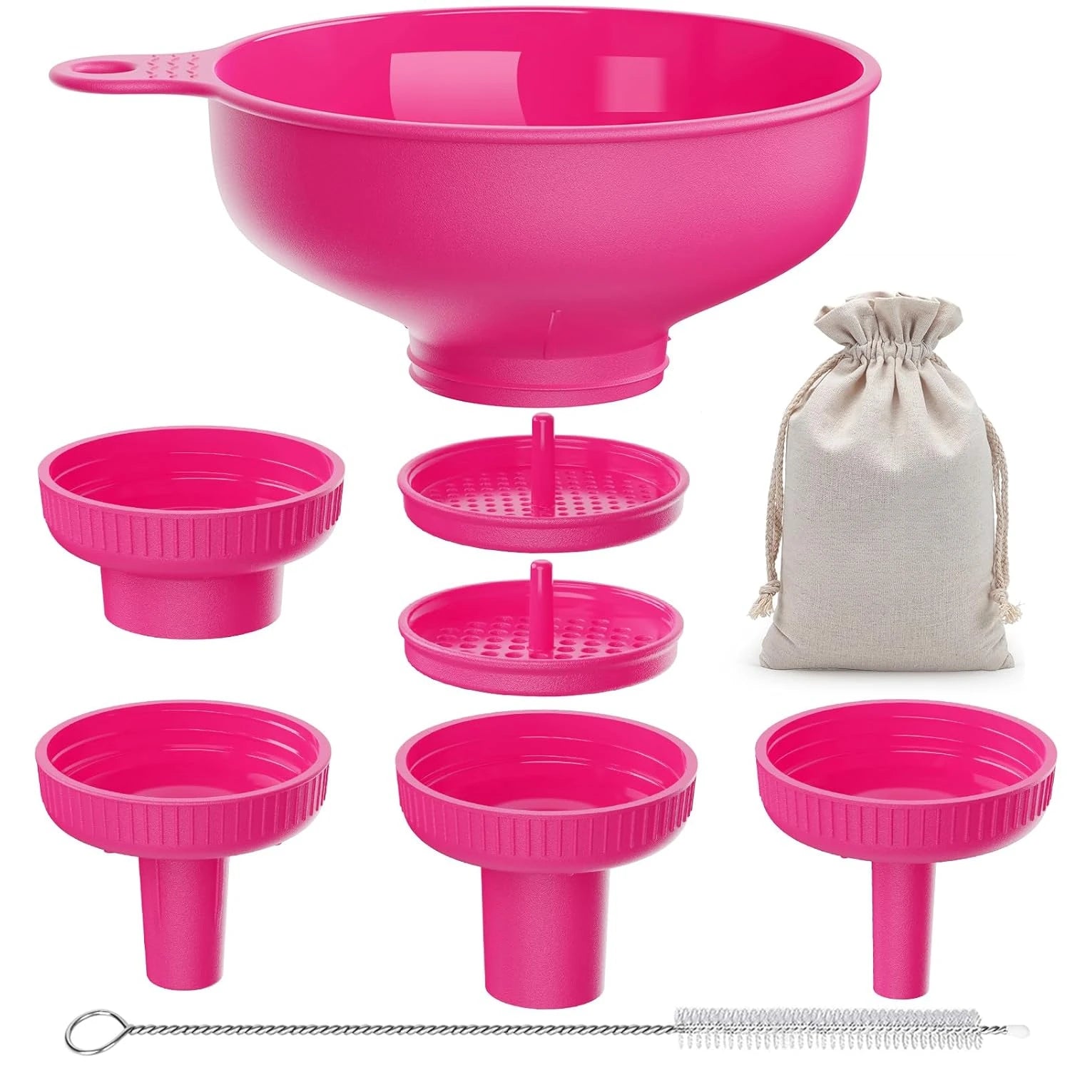 Wide mouth multi-purpose funnel, 4 size nozzles and 2 filters